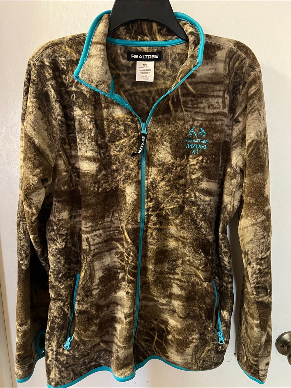 Realtree Camo Fleece Jacket with Teal Trim